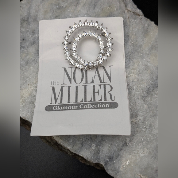 Vintage Brooch by Nolan Miller Endless Swirl Pin with Crystal Accents - Picture 2 of 4